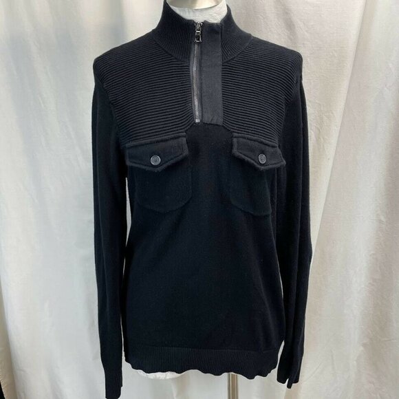 INC International Concepts Sweaters - I.N.C.  Brand Unisex 1/4 Zip Thick Cotton Ribbed Tactical Sweater Pullover Small